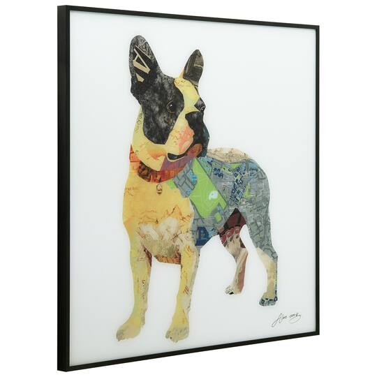 Empire Art Direct 24" x 24" Boston Terrier Reverse Printed Glass Encased Framed Wall Art